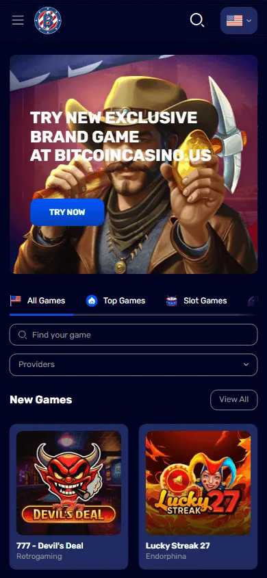 7 Bit Casino mobile browser home screen