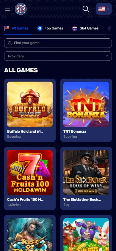 7 Bit Casino mobile browser games area with casino categories
